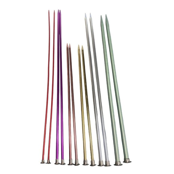 Set of 6 Aluminum Knitting Needles Sizes 2, 6, 7, 8, 10, 11 - Picture 1 of 7